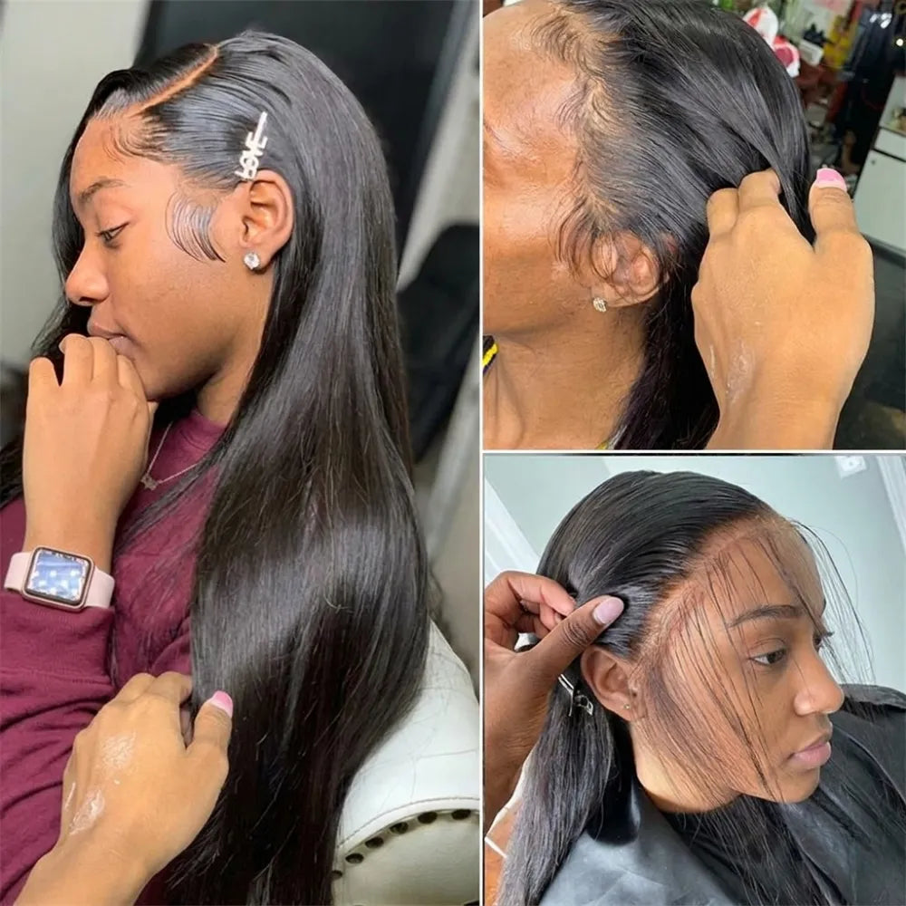 Violet Human Hair Wig, Denstity 150% with Transparent Swiss Lace, Closure 5x5 and 4x4 Black, Straight Hair, Beginner Friendly