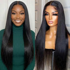 Violet Human Hair Wig, Denstity 150% with Transparent Swiss Lace, Closure 5x5 and 4x4 Black, Straight Hair, Beginner Friendly