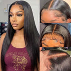 Violet Human Hair Wig, Denstity 150% with Transparent Swiss Lace, Closure 5x5 and 4x4 Black, Straight Hair, Beginner Friendly