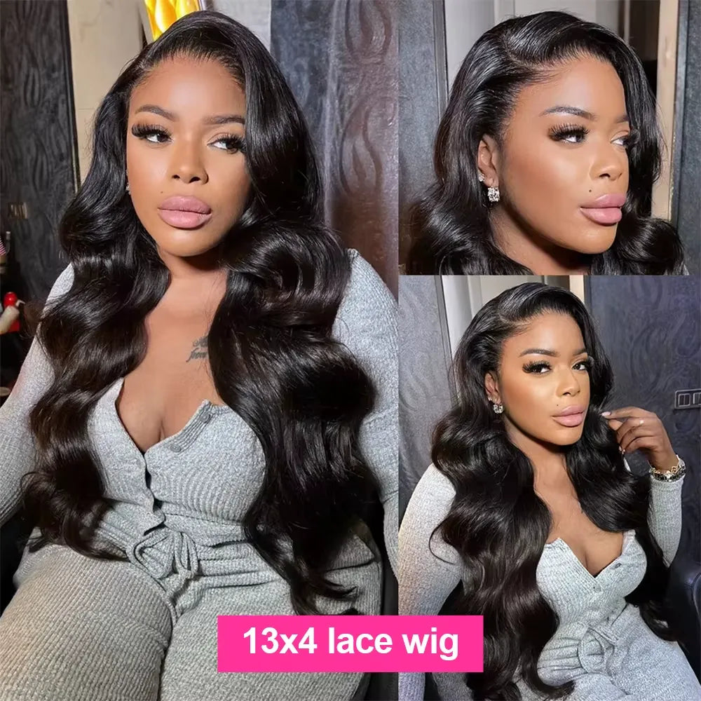 Violet Human Hair Wig, with Transparent Swiss Lace 13x4 Black, Straight, Body Wave and Water