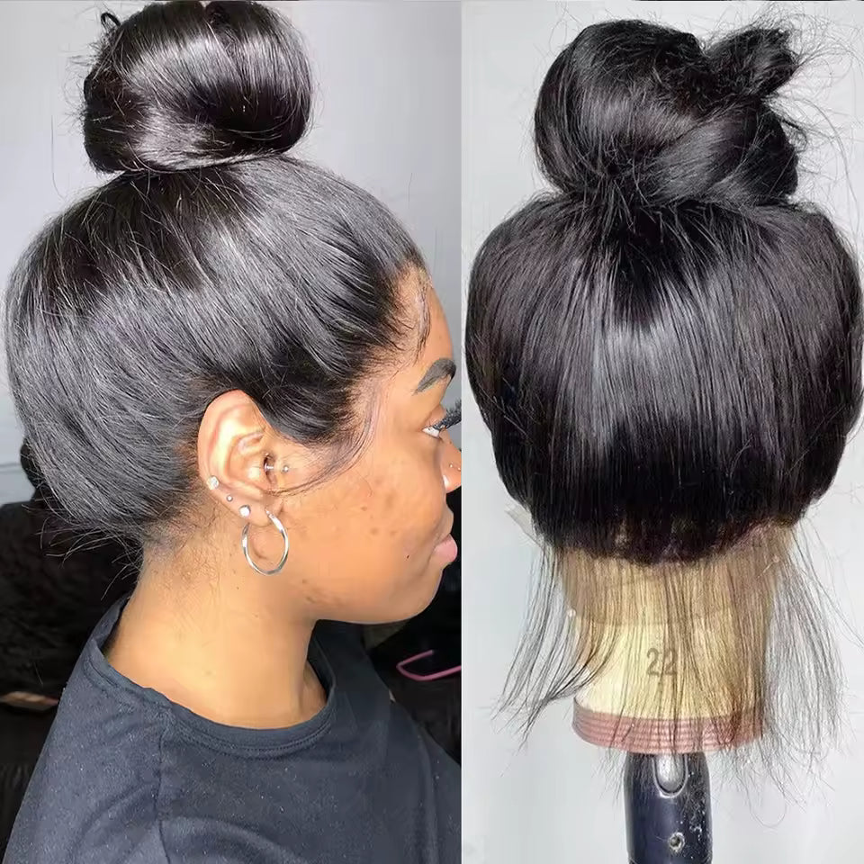 Black Straight 360 Lace Front Wig Swiss Lace Movement and Fluidity Pre-plucked - Violeta Hair