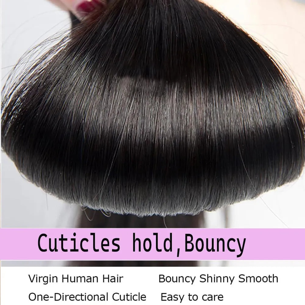 Violet Human Hair Wig, with Transparent Swiss Lace 13x4 Black, Straight, Body Wave and Water