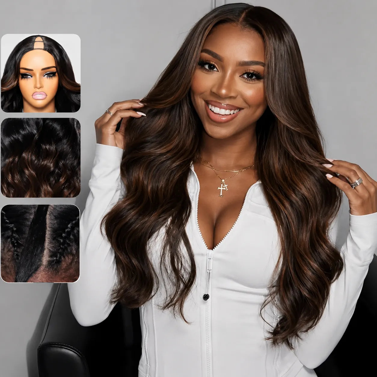 Body Wave Lace Front 13x4 / 13x6 Brown Highlight Swiss Lace Ple-Plucked- Violeta Hair