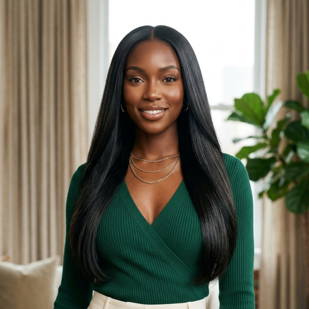 13x4 Invisible Lace Glueless Wig – 100% Human Hair with Natural 150% Density & Effortless Straight Finish
