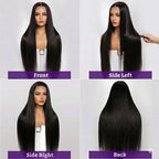 Violet Human Hair Wig, Denstity 180%, Glueless with Transparent Swiss Lace, Closure 7x5, Straight Hair