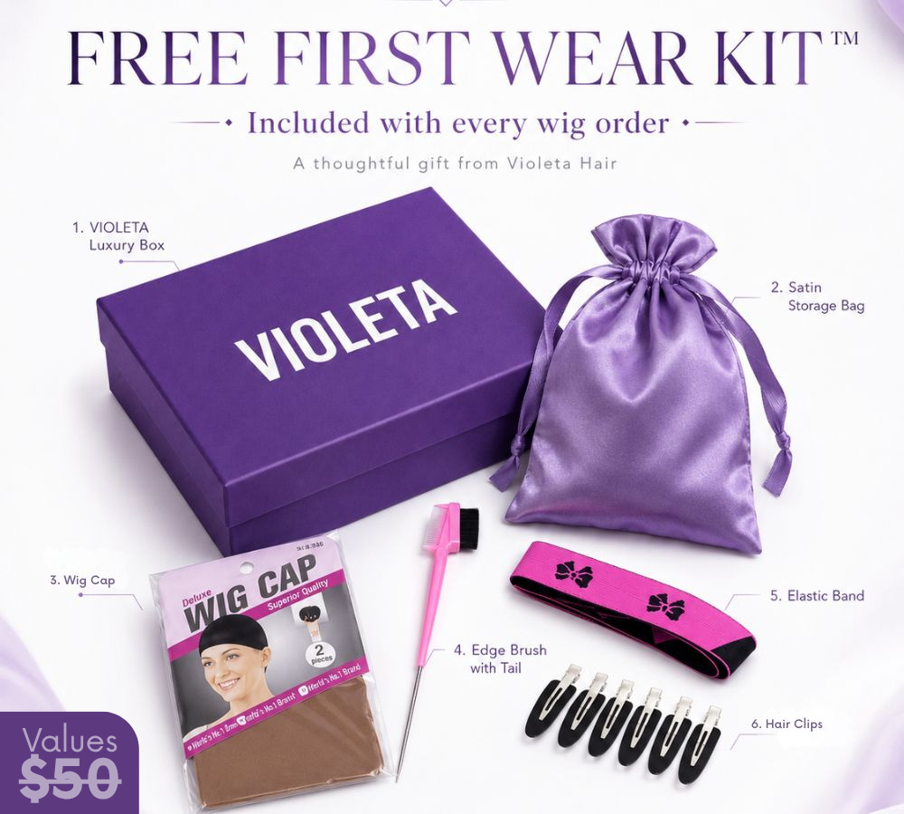 🎁 Violeta First Wear Kit™ - Wig Cap, Edge Brush, Hair Clips, Elastic Band, Satin Bag (100% off)