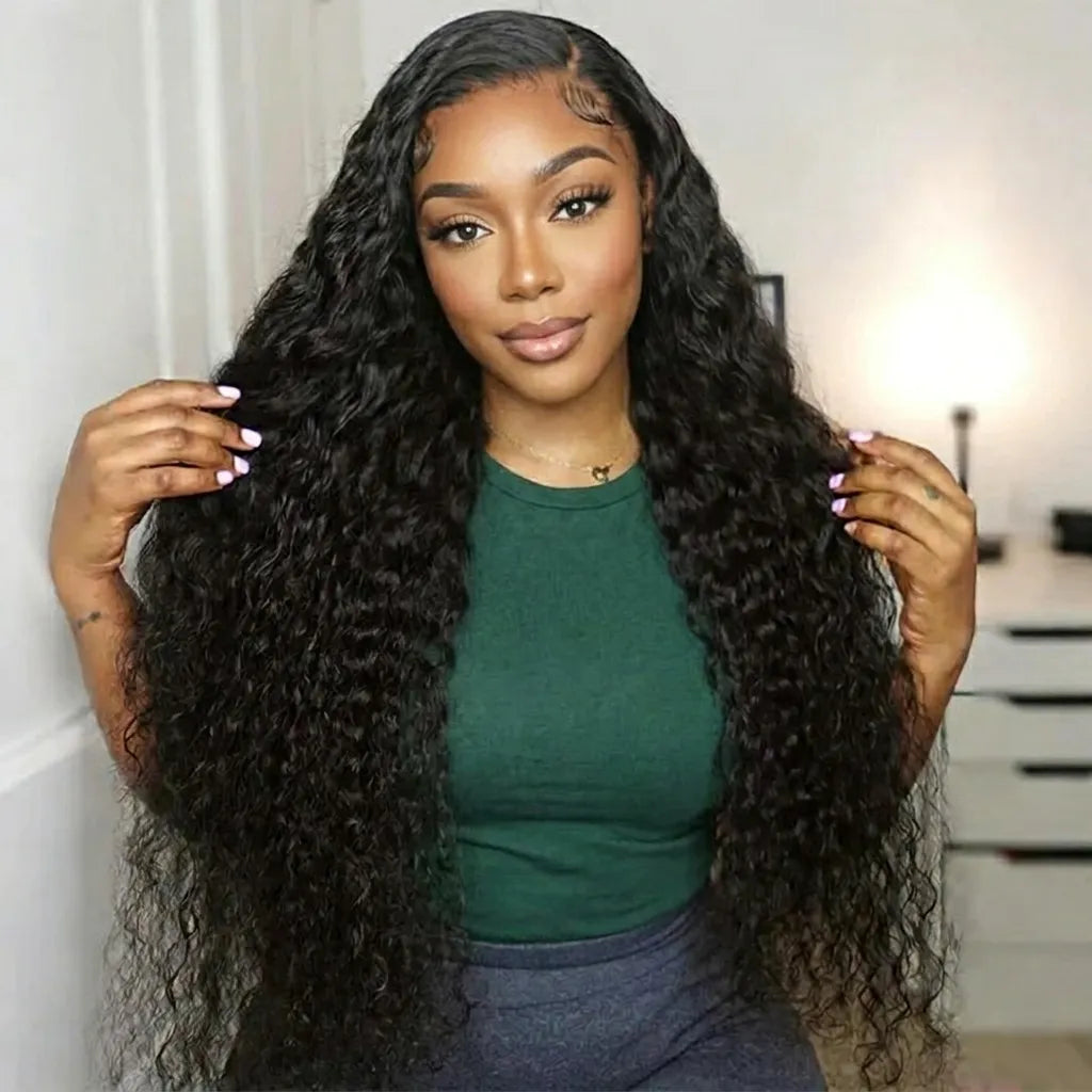 Violeta Human Hair Wig, Denstity 150% with Transparent Swiss Lace, Affordable Luxury, Lace Front 13x4 / 13x6 Black, Water Wave Hair