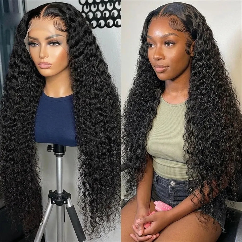 Violet Human Hair Wig, Beginner Friendly, Denstity 150% with Transparent Swiss Lace, 13x6 Lace Front and 4x4 Closure Black, Curly Hair