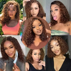 Chocolate Brown Kinky Curly Bob Wig 13x4 Lace Front Wig Glueless HD Pre-cut Lace Wear & Go - Violeta Hair