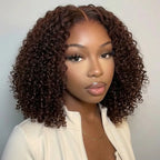 Chocolate Brown Kinky Curly Bob Wig 13x4 Lace Front Wig Glueless HD Pre-cut Lace Wear & Go - Violeta Hair