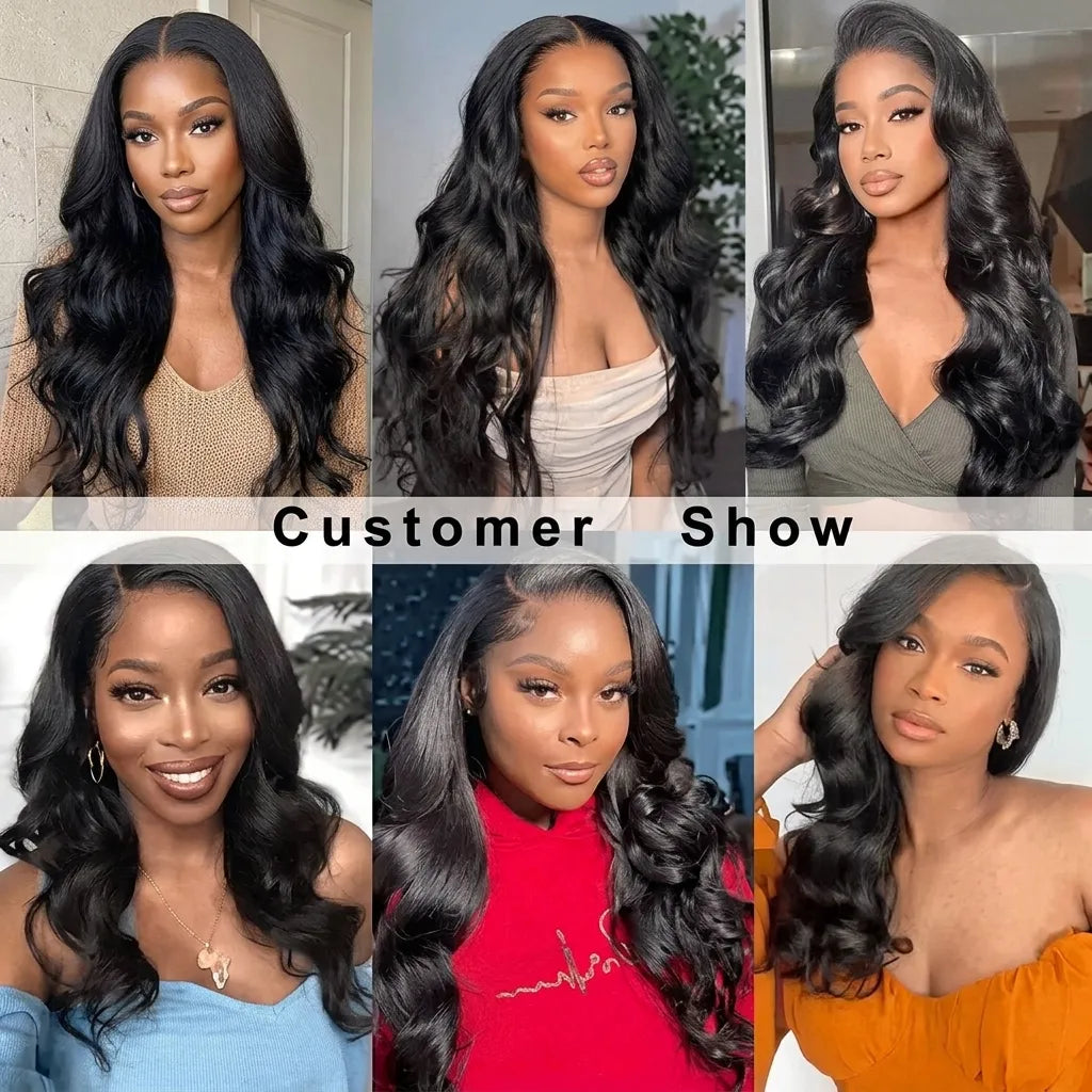 Black Body Wave Wig 13x6 Swiss Lace Easy to Comb and Bleached Knots - Violeta Hair