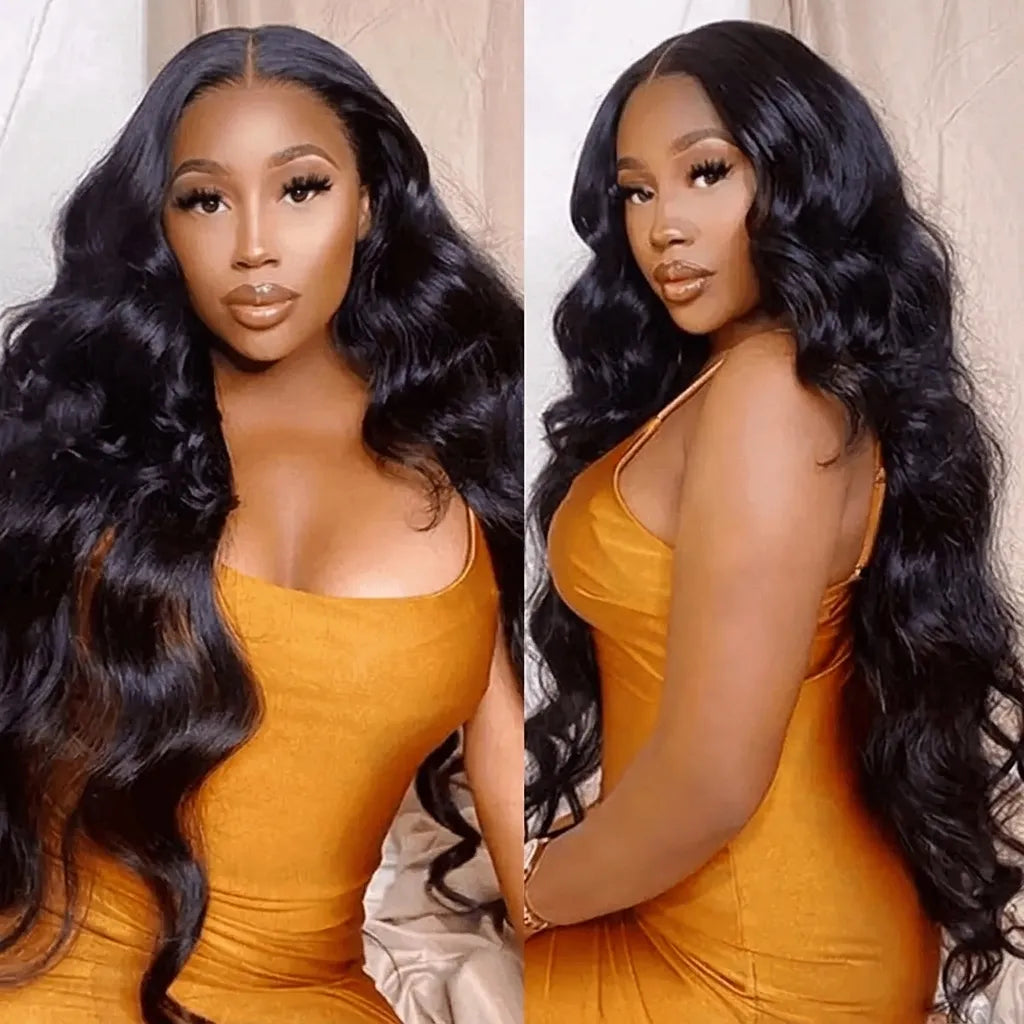 Black Body Wave Wig 13x6 Swiss Lace Easy to Comb and Bleached Knots - Violeta Hair