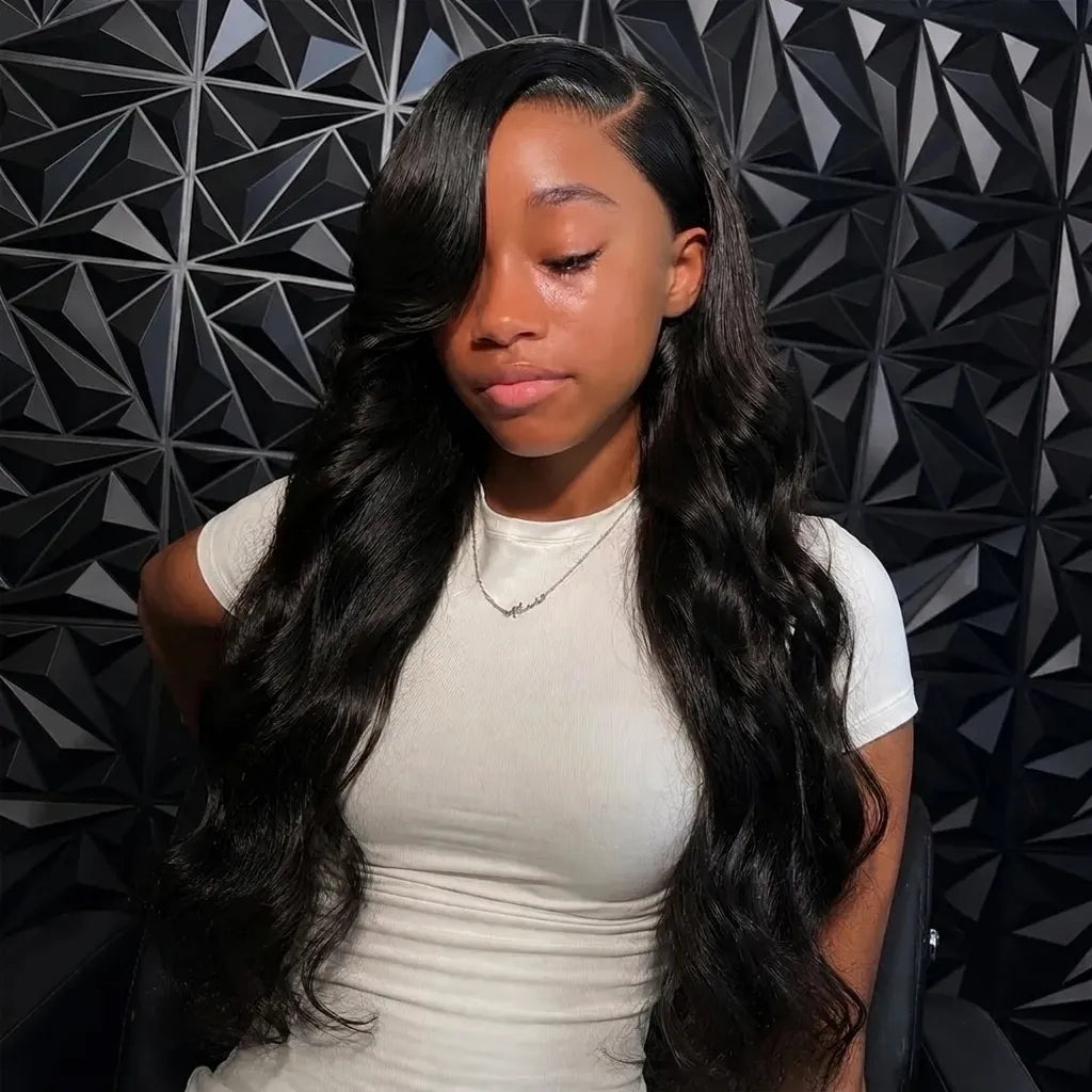 Violeta 13x4 Swiss Lace Human Hair Wig – Pre-Plucked Natural Black.