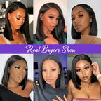 Black Straight Bob 4x4 Wig Glueless Swiss Lace Wear & Go Pre-cut Lace - Violeta Hair