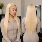 Straight Blonde Wig Full Lace Natural Hairline Swiss Lace Pre-plucked - Violeta Hair