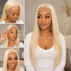 Straight Blonde Wig Full Lace Natural Hairline Swiss Lace Pre-plucked - Violeta Hair