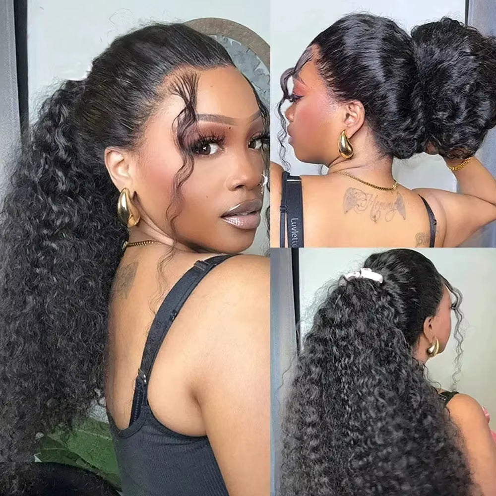 Violet Human Hair Wig, with Transparent Swiss Lace 13x4 Black, Straight, Body Wave and Water