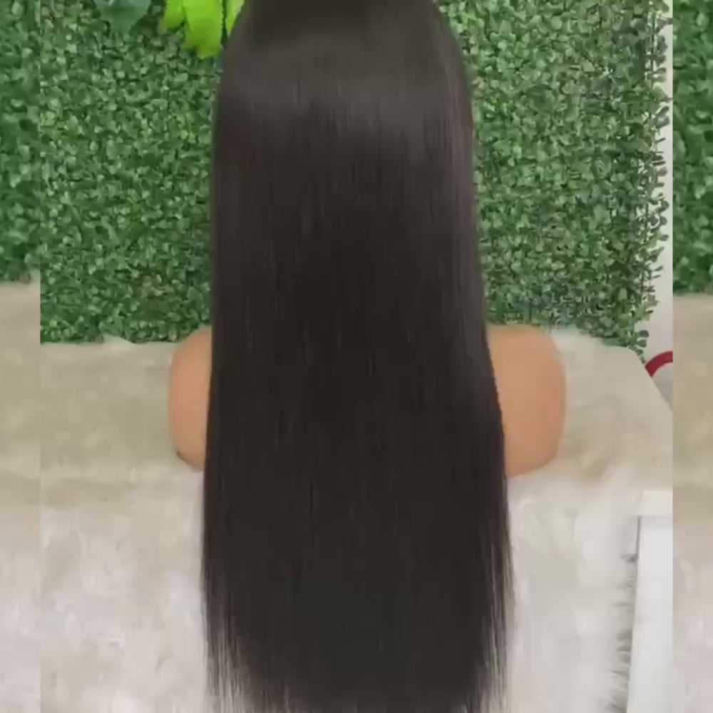 Straight 13x4 Invisible Swiss Lace Glueless Wig Human Hair Pre-Plucked Natural Hairline Beginner Friendly
