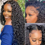 Violeta Human Hair Wig, Denstity 150% with Transparent Swiss Lace, Affordable Luxury, Lace Front 13x4 / 13x6 Black, Water Wave Hair