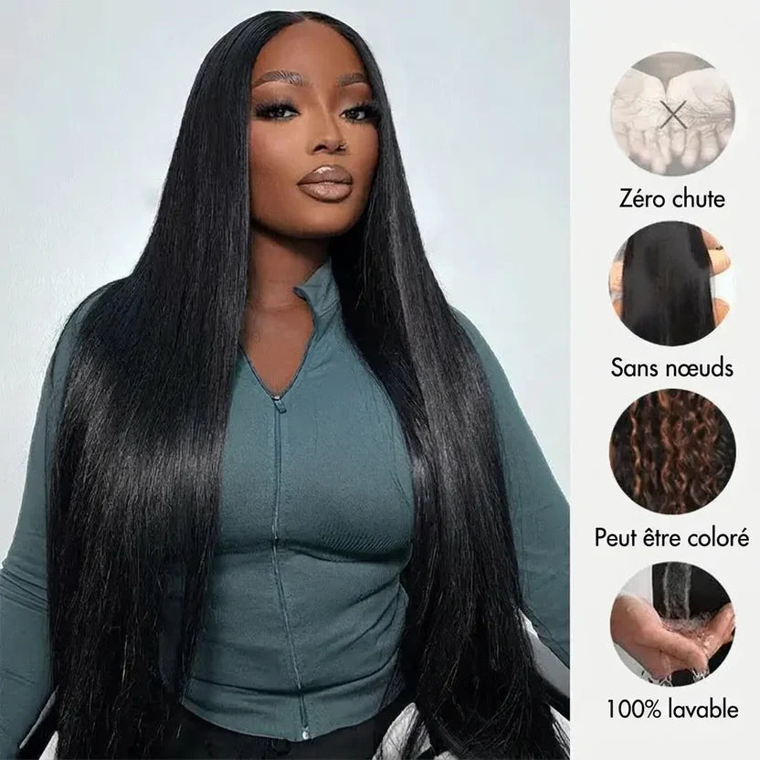Perruque lisse sans colle Violeta Pull & Go 6x5 / 13x6 – Prête à poser, ligne de cheveux 100 % naturelle, densité 250 %