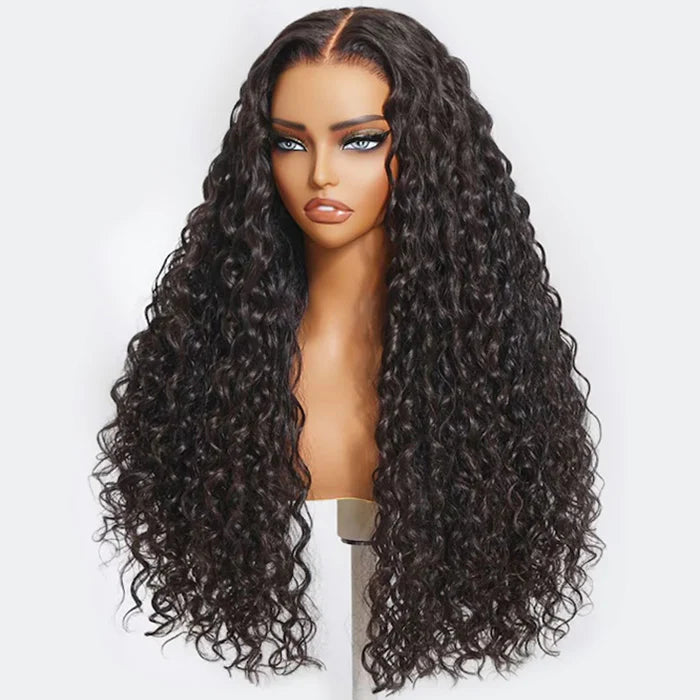 Violeta Human Hair Wig, Denstity 150% with Transparent Swiss Lace, Affordable Luxury, Lace Front 13x4 / 13x6 Black, Water Wave Hair